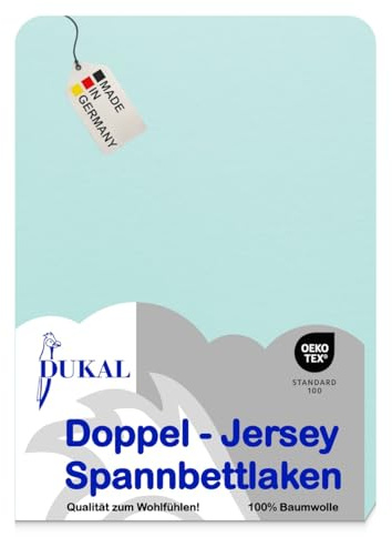 Dukal | Topper Spannbettlaken | max. Höhe 10 cm | 180x200 – 200x200 cm | aus hochwertigem DOPPEL-Jersey | 100% Baumwolle | Farbe: mint