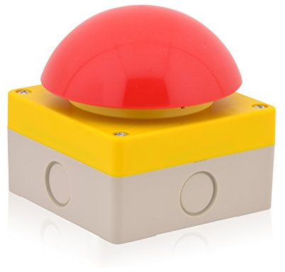 Intratec Grobhandtaster, IP65 – Aufputz Taster, Not-Aus Buzzer 1NO+1NC zwangsöffnend, Pilztaster für industriellen Gebrauch, 94 x 94 x 90 mm, Türöffner Button in Rot/Gelb