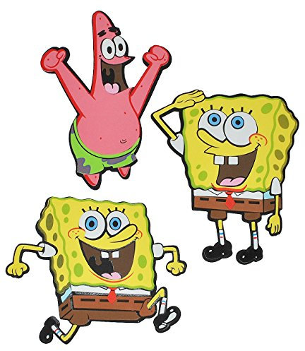 alles-meine.de GmbH 3 TLG. Set: 3-D Wandtattoo/Wandbild/Türschild - Spongebob Schwammkopf aus Moosgummi - Patrick Star Robert Wandsticker Wanddeko für Kinderzimmer Kind Kinde..