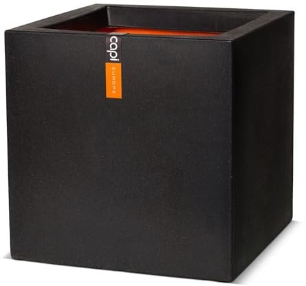 Capi Europe - Blumentopf quadratisch Smooth NL - 30x30 - Schwarz - Öffnung Ø24 - Blumentopf für den Innen- und Außeneinsatz - Bruchsicher - 100% recycelbar - KBL902