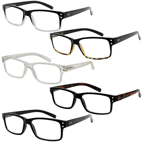 Eyekepper 5er-pack Federscharniere Vintage- Herren Lesebrille mit Transparentem Fassung