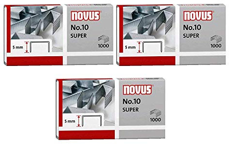 3er Pack Novus Heftklammer No.10, 1000er Päckchen für B 10 FC, 10 FC Professional, 10 Professional, 100EL, 10EL (3, 1000er Päckchen | No. 10 super)