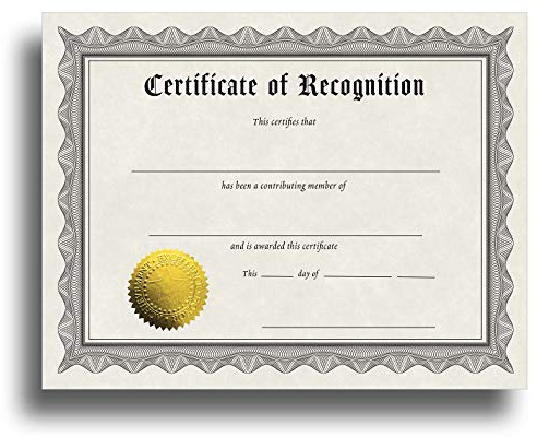 Urkundenpapier mit geprägter Goldfolienversiegelung, 30 Stück, Pergamentpreiszertifikate für Studenten, Lehrer, Mitarbeiter – 21,6 x 27,9 cm Inkjet/Laserdruckbar Recognition schwarz