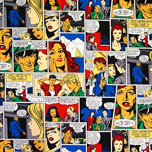 Comic-Book-Streifen, 100% Baumwolle, Leinen, Comic-Stoff, mehrfarbig für Vorhänge, Kissen, Quilten, Basteln