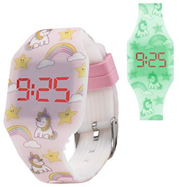 Kiddus Orologio digitale a LED bambini, ragazze, adulti. Cinturino comodo in morbido silicone. Batteria giapponese lunga durata. Facilità di lettura e apprendimento dell’ora.