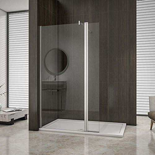 AICA paroi de douche pivotante 80x200cm+40x200cm paroi latérale à l'italienne avec un retour