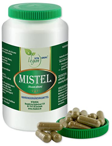 VITA IDEAL Vegan® MISTEL - Kraut 90 KAPSELN - Viscum album - Tagesportion 800mg MISTELKRAUT reines Pulver. Natürlich, pflanzlich & ohne Zusatzstoffe.