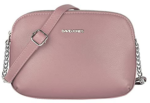David Jones - Damen Mittelgroße Umhängetasche Viele Fächer - Frau Kleine Schultertasche Zip Reißverschluss PU Leder - Multi Taschen Handtasche - Messenger Crossbody Bag Handy Praktisch Mode - Rosa