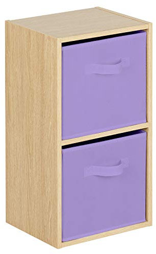 Hartleys 2 Tier Oak Cube Unit - Light Purple Storage Boxes