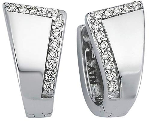 Vinani Damen Ohrringe 925 Silber - Klapp-Creolen Ohrring Set für Frauen aus 925 Sterling Silber Zirkonia weiß Trapez glänzend 2CZE