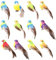 HERCHR 12x Dekovogel, Künstliche Vögel, 12 Bunte Künstliche Vögel Auf Clips, Federschaum-Vögel Für Handwerk, Garten, Vogel, Ornamente, Partydekorationen