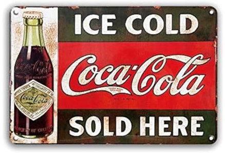 MeowPrint Ice Cold Coca Cola Retro Vintage Bar Schilder Vintage 30,5 x 20,3 cm (eis)
