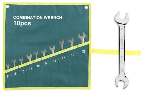 HERCHR Tool Roll Bag,Wrench Roll,10 Pocket Multi Pocket Canvas Roll Up Tools Storage Bag 15.35×14.17in Spanner Plier Wrench Holder Wrench Organizer Roll Up Tools Bag Tool Wrap Organiser for Men Dad