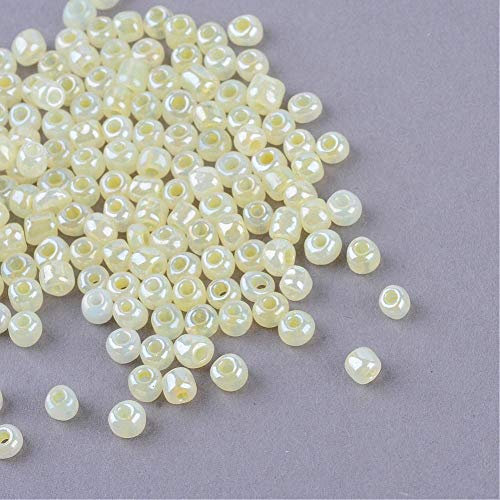 1100 Stück Glas Rocailles Perlen 4mm, 6/0, Ponyperlen Rund Mini Perle Seed Beads (Krem Ceylon)