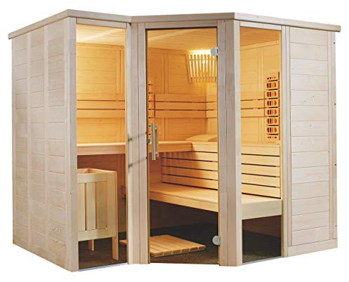 Sentiotec Arktis Infra+ Massivsauna Saunakabine Inkl. 2 Vollspektrumstrahler 234x206x204 cm