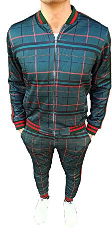 ROLACAT Zweiteiliges Set Basketball Trainingsanzüge für Männer,Sportbekleidung Plaid gedruckt Gerippte Manschette und Saum Sweatshirt Anzug