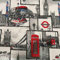 Kt KILOtela - Canvas Dekostoff, Home-Accessoires, Tischdecken, Kissen, Vorhänge, Taschen, 300 cm Länge x 280 cm Breite, London Monumental, Blau, Rot, Schwarz, Weiß - 3 Meter