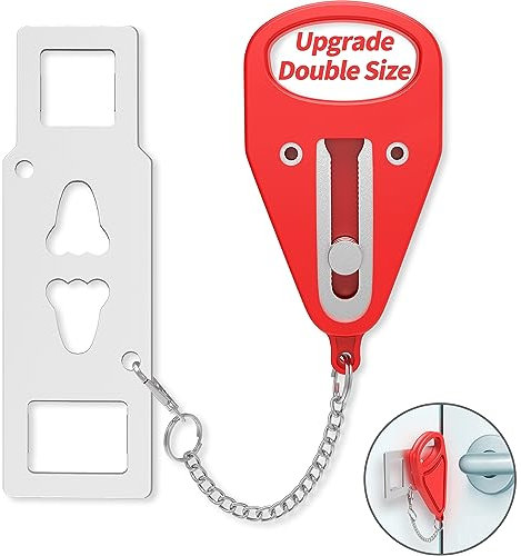 KUOGO Verrou de porte portable pour la sécurité de la maison, les voyages, les serrures de sécurité pour plus de sécurité et d'intimité, parfait pour les voyages, les appartements, l'université, rouge