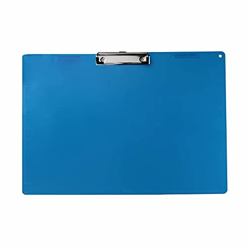 Büroklemmbrett aus Kunststoff, 27,9 x 43,2 cm, Querformat, flacher Clip, niedriges Profil, robustes Klemmbrett, Bauklemmbrett, Zeichenklemmbrett, blau