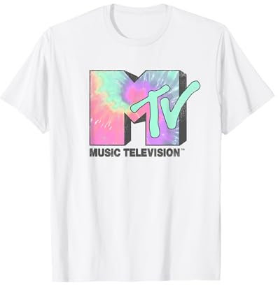 MTV Klassisches Neon Tie-Dye Logo T-Shirt, S, Halbarm, Herren
