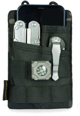 VIPERADE VE3 EDC Pouch Klein EDC Werkzeugtasche Organizer Tasche Pocket Organizer Nylon Multitool Tasche Klein für Taschenlampe Multitools Stift Notizbuch-Schwarze Tarnung