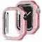 Miimall Kompatibel mit Apple Watch Series 9/8/7 45mm 41mm Hülle Glitzer, Bling Doppelter Diamant Strassstein Harter PC Schutzrahmen Ultradünner Schutzhülle für iWatch Series 9/8/7 45mm - Rosa