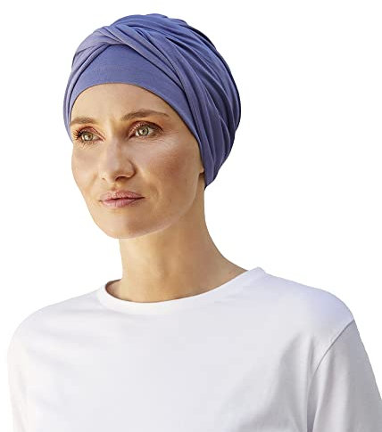 Christine Headwear Shakti Turban Damen Lila | Chemo Kopfbedeckung Damen | Kopftuch für Damen Mit Haarausfall | Chemo Mütze Damen Auf 95% Viskose Bambus 5% Elasthan