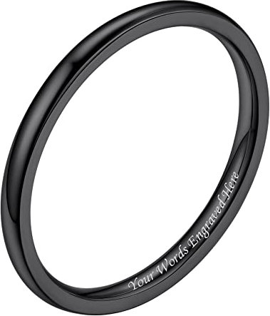 Bestyle Eheringe Schwarz Verlobungsring Edelstahl Herren Damen Partnerringe für sie und ihn 2mm Freundschaftsringe mit Gravur Personalisiertes Geschenk Größe 54