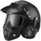 Motorrad-Jethelm mit Maske und Brille Retro-Jethelm mit Abnehmbarer Krempe ECE-zugelassener Schutzhelm für Erwachsene Halbschutzhelm für Männer und Frauen Cruiser Chopper 7,M(57-58CM)