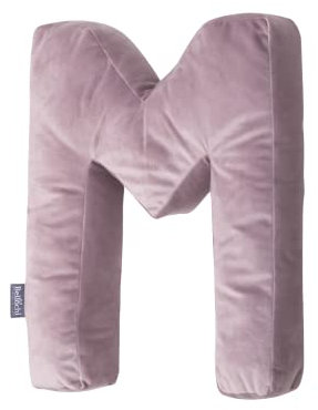 Bellochi Dekorative Kissen mit Antiallergische Füllung - Kuschelkissen - Zierkissen - aus Samt - Kinderkissen in Form eines Buchstabe M - Rosa