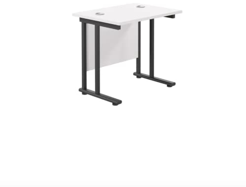 Jemini Rectangular Double Upright Cantilever Desk 800x600x730mm White/Black KF820369