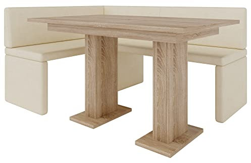 Eckbank Ecke AKIKO TISCH mit Eckbankgruppe für Ihrem Esszimmer, Küche modern, Sitzecke, Essecke. Perfekt für Küche, Büro und Rezeption. Solide und Starke Verarbeitung (Soft 18, 168x128 rechts)