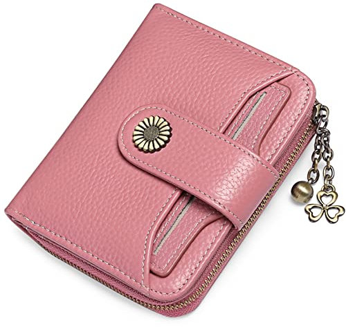 SENDEFN Geldbörse Damen Klein,Geldbeutel Frauen Leder, mit Münzfach Kleines Zipper Brieftasche Kartenhalter mit RFID Blocker