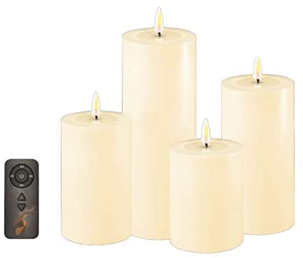 ReWu Deluxe Homeart LED Kerzen Geschenkbox Set mit Fernbedienung und Timerfunktion in Creme