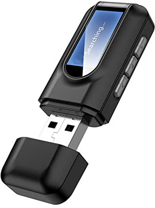 Bluetooth 5.0 Transmitter Receiver, 2 in 1 USB Portable Wireless Audio Adapter with LCD Display, 3.5MM Visualization Bluetooth AUX Adapter Wireless Dongle for PC TV Car Speaker