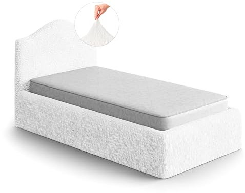 PAULATO Husse für Einzelbett über das Kopfteil und Grundgestell rüberziehen, Husse für Boxspringbetten 80-130cm Mikrofaser, bi-elastisches, kratzfestes und maschinenwaschbares Gewebe Made in Italy