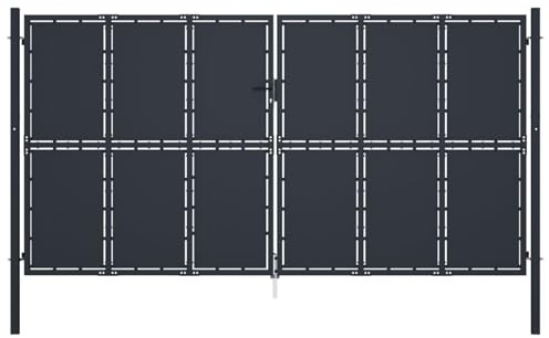 Homgoday Gartentor Stahl 400 x 175 cm Anthrazit Model144533