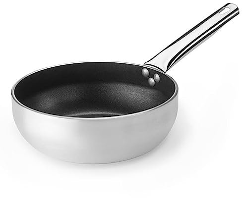 SKK kleine Gastro Sauteuse Ø 24 cm - hoher Alu Stieltopf mit Antihaft - ohne Induktion für Gastronomie, Restaurants oder Großküchen
