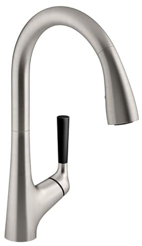 JACOB DELAFON Mitigeur cuisine Malleco Bec haut inox brossé douchette extractible