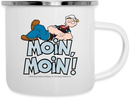 Spreadshirt Popeye Moin, Moin Camping-Becher, One size, Weiß