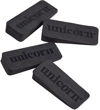 Unicorn Dartboard Wall Wedges | Secure Board During Play to Eliminate Wobble | Lightweight but Tough Rubber-Like EVA Polymer | Black with Logostyle Design | 4 Per Pack