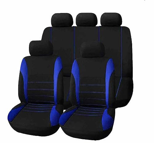 ISTOVO Auto Sitzbezüge Sets für SEAT Ibiza 5-Door/Ibiza ST 5-Door 6F 6J 6L 2021-2025, Tuch Sitz SchonbezüGe Rutschfes Bequem Innenraum Auto Styling ZubehöR,A/9pcs Set Blue