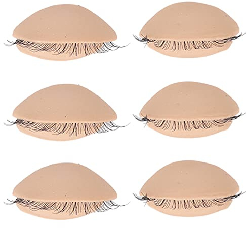 Zerone Wimpernverlängerung Übungskopf, 3 Paar abnehmbare Silikon Augenlider mit Wimpern, realistische Ersatz-Augenlider für Mannequin-Kopf, wiederverwendbares Trainingszubehör für Anfänger Profis (