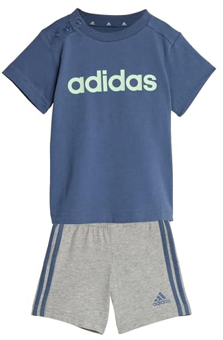 adidas INFANTS ESSENTIALS LINEAGE ORGANIC COTTON TEE AND SHORT SET (Gender Neutral), Unisex-Kinder Trainingsanzug, preloved ink/semi green spark,