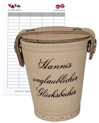 Ludomax Leder Würfelbecher mit Deckel und Würfeln, Geschenk Idee mit individueller Gravur