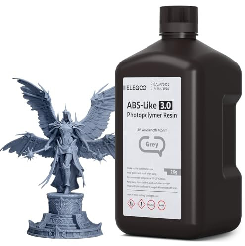 ELEGOO ABS-Like 3.0 3D Drucker Resin Grau 2000g, 405nm UV-Härtendes 3D Printer Harz mit Hoher Zugfestigkeit und Biegefestigkeit für MSLA/LCD/DLP 3D Drucker
