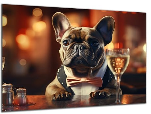 Munera Design - Bild 40x60 - Mops Weinglas - Wand-Bilder Wohnzimmer