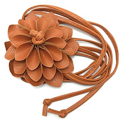 JHIALG Vintage Elegante Grande Rosa Fiore Catena Vita Per Le Donne Romantico Gotico Corda Decorativa Q5X9 Festa di Nozze Regalo Gioielli Ragazze Cintura, Marrone, Taglia unica