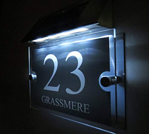 Buzuiun SIGN Moderno Numero civico illuminato a LED a energia solare 1-99999