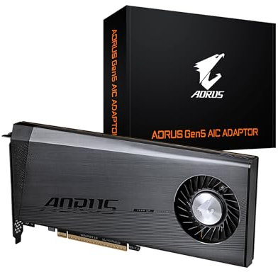 GIGABYTE AORUS M.2 SSD to PCIe x16 Easy One Click RAID Add-in Card (AIC), M.2 PCIe Adapter for Gen5 SSDs PCIe 5.0 (GC-4XM2G5)